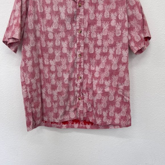 Two paddles‎ short sleeve pineapple mens button down red aloha print shirt Size: - Picture 3 of 7